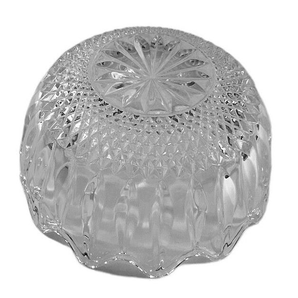 Vintage 25% Lead Crystal Bowl Clear Cut Glass Scalloped Edges - Japan - Picture 4 of 6